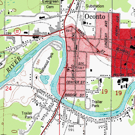 Topographic Map of Saint Peters School (historical), WI