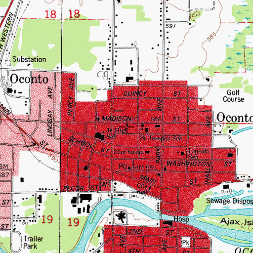 Topographic Map of Trinity Lutheran Church, WI