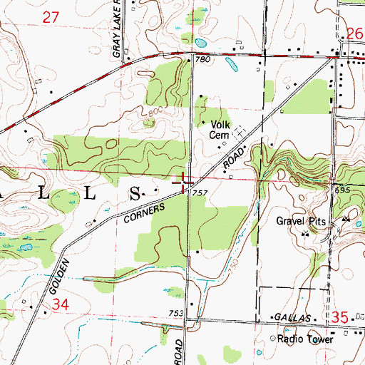 Topographic Map of Volk School (historical), WI