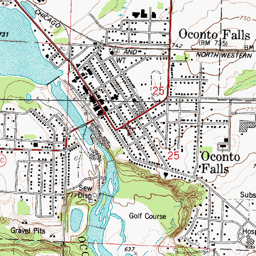 Topographic Map of Zion Lutheran Church (historical), WI