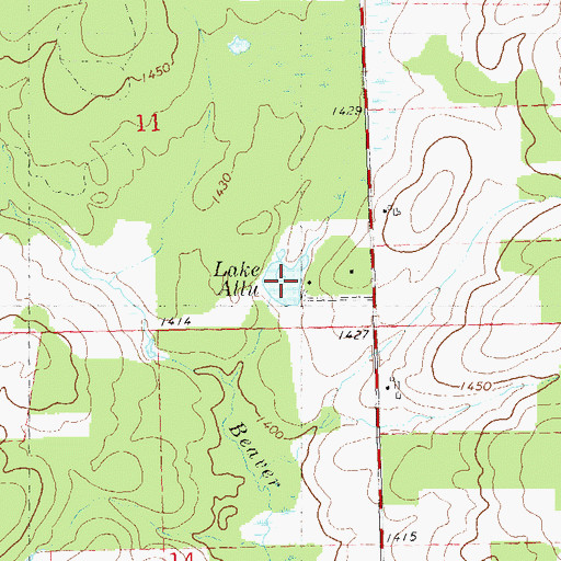 Topographic Map of Lake Allu, WI