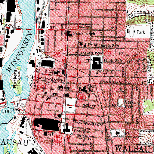 Topographic Map of Andrew Warren Historic District, WI