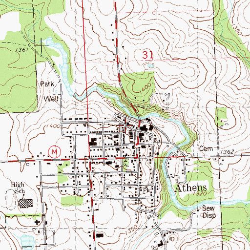 Topographic Map of Athens Assembly of God Church, WI