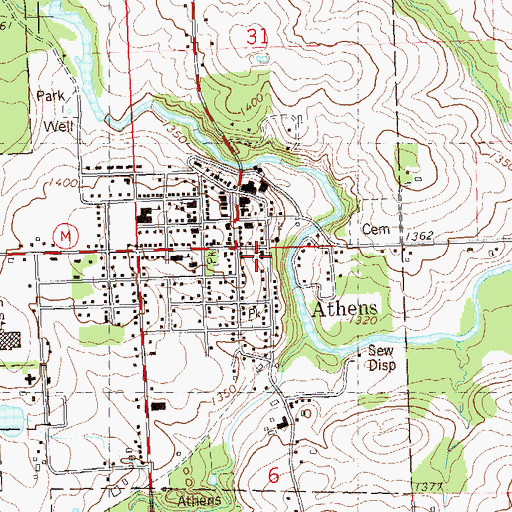 Topographic Map of Athens Christian Fellowship Church, WI