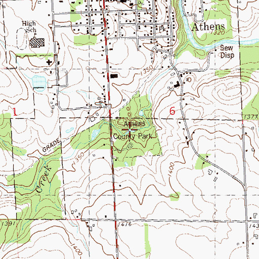 Topographic Map of Athens County Park, WI