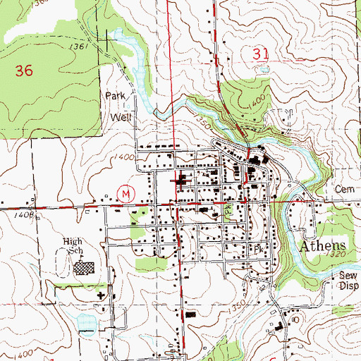 Topographic Map of Athens Elementary School, WI