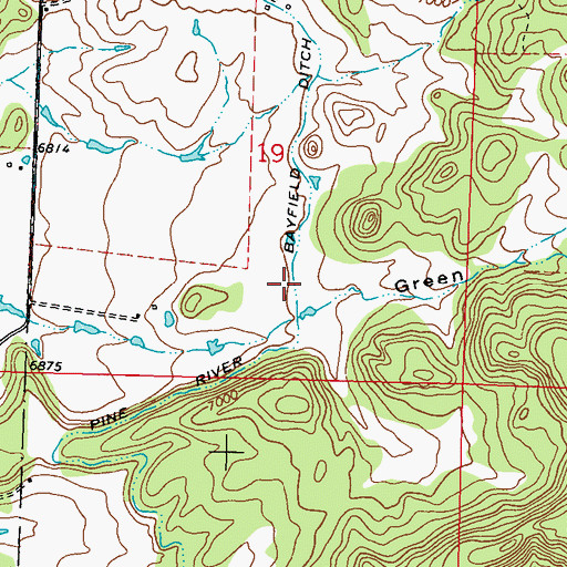 Topographic Map of Pine River Bayfield Ditch, CO