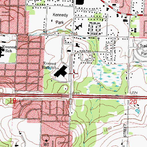 Topographic Map of Bethany Baptist Church, WI