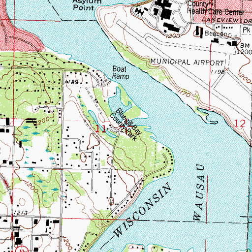 Topographic Map of Bluegill Bay County Park, WI