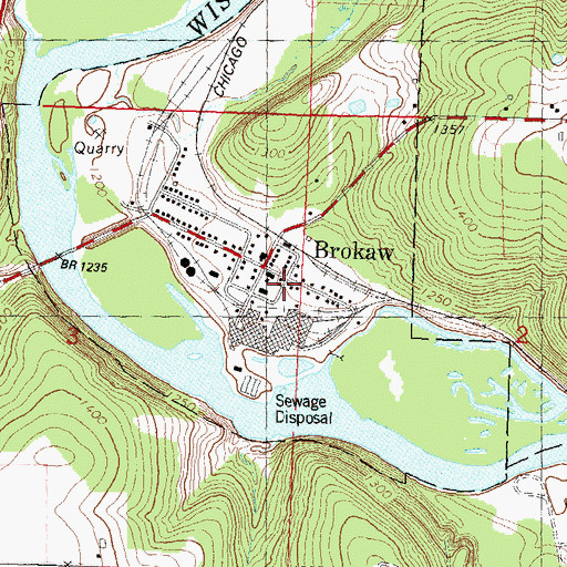 Topographic Map of Brokaw Methodist Church (historical), WI