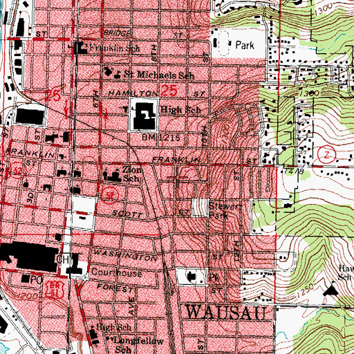 Topographic Map of C H Wegner House, WI