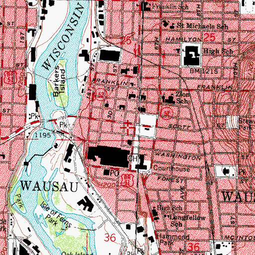 Topographic Map of Center for Visual Arts, WI