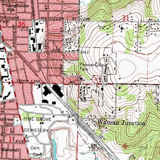 Topographic Map of Christ Lutheran Church, WI
