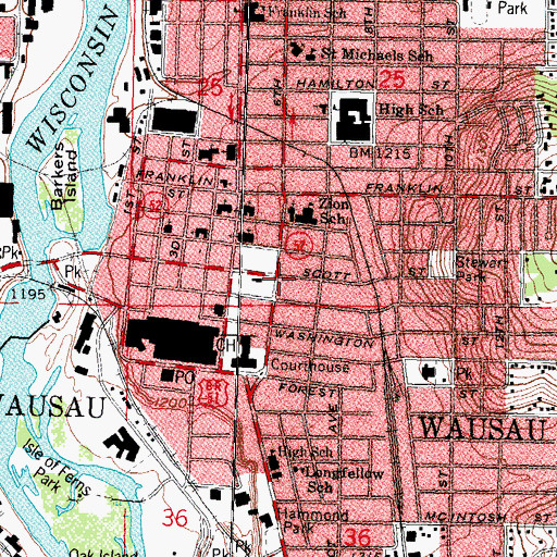 Topographic Map of Church of Christ (historical), WI