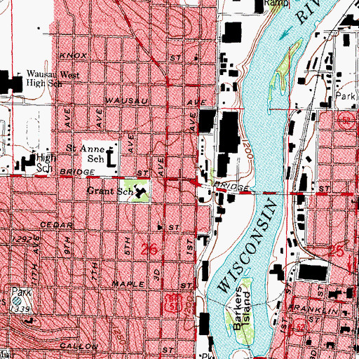 Topographic Map of Church of the Four Square Gospel, WI