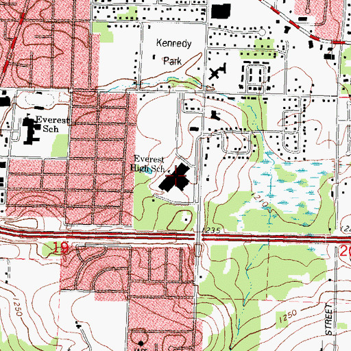 Topographic Map of D C Everest High School, WI