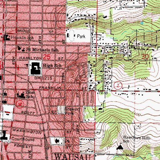 Topographic Map of D C Everest House, WI