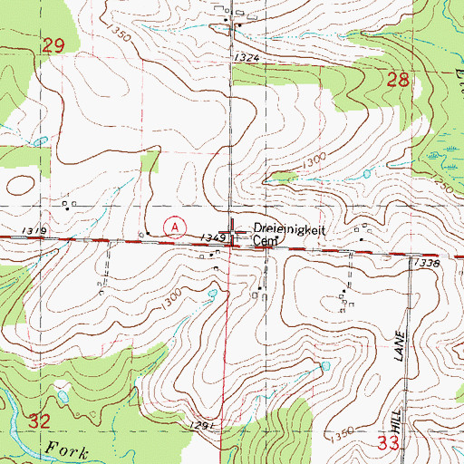 Topographic Map of Dreieinigkeit Church (historical), WI