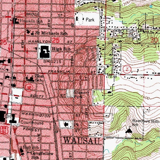 Topographic Map of East Hill, WI