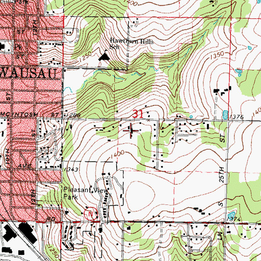Topographic Map of East Hill Foursquare Church, WI