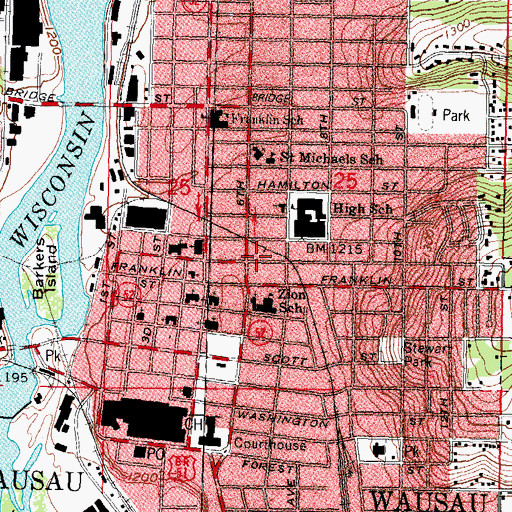 Topographic Map of Ely Wright House, WI