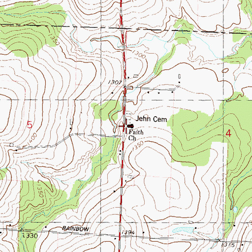 Topographic Map of Faith Church, WI