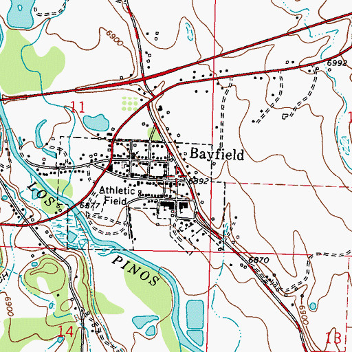 Topographic Map of Bayfield, CO