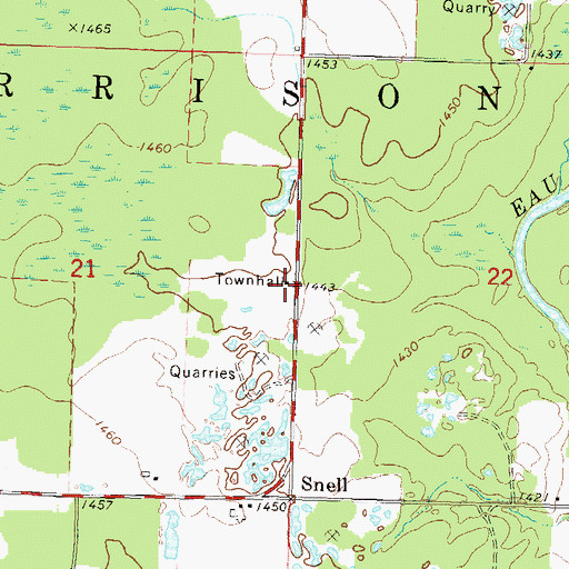 Topographic Map of Fallows School (historical), WI
