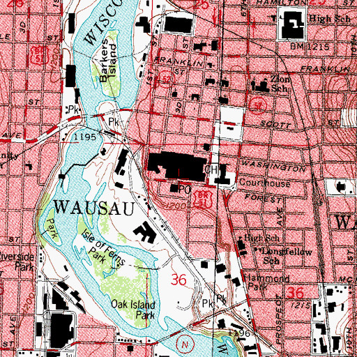 Topographic Map of Fire Station Number 1 (historical), WI