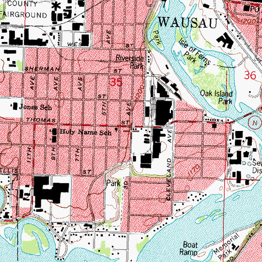 Topographic Map of Fire Station Number 4, WI