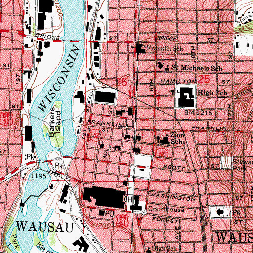 Topographic Map of First Church of Christ Scientist, WI