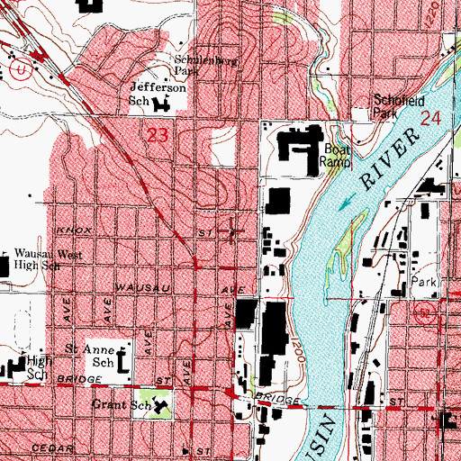 Topographic Map of First Church of the Nazarene, WI