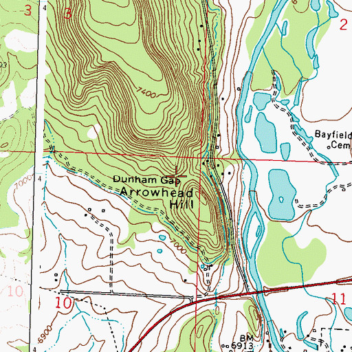 Topographic Map of Dunham Gap, CO
