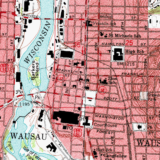 Topographic Map of First Presbyterian Church, WI