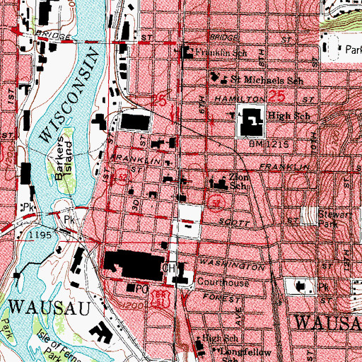 Topographic Map of First Universalist Unitarian Church, WI