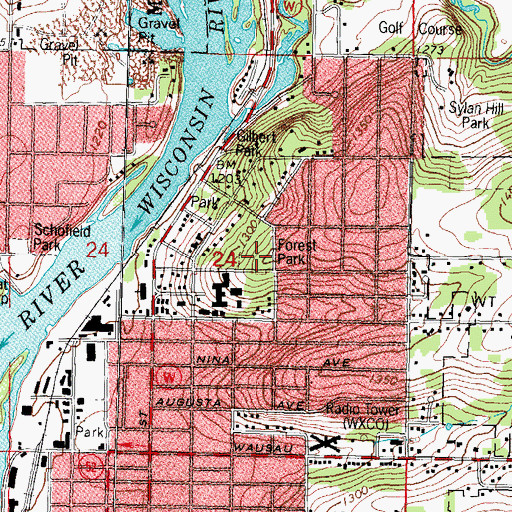 Topographic Map of Forest Park, WI