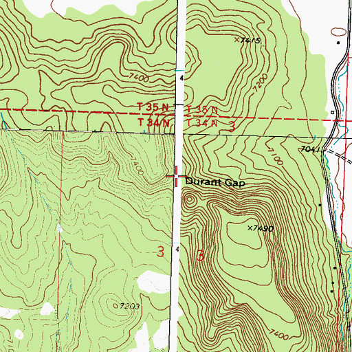 Topographic Map of Durant Gap, CO