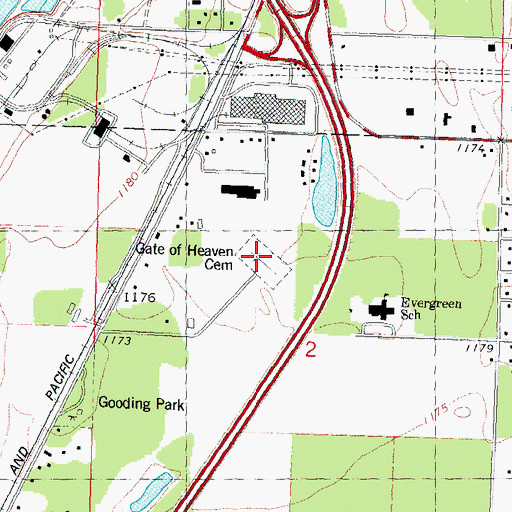 Topographic Map of Gate of Heaven Cemetery, WI