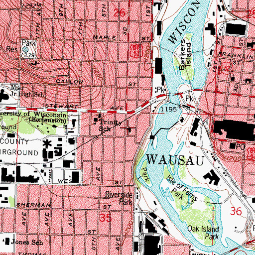 Topographic Map of Grace United Church of Christ, WI