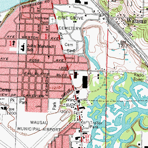 Topographic Map of Grand Avenue Shopping Center, WI