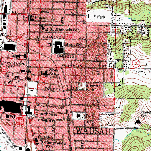 Topographic Map of Granville D Jones House, WI