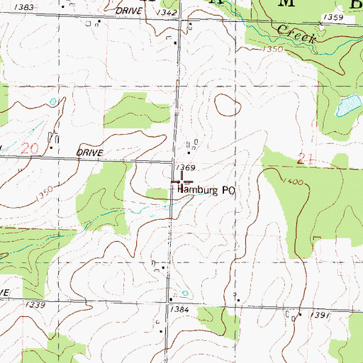 Topographic Map of Hamburg Post Office, WI