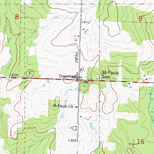 Topographic Map of Hamburg Townhall, WI