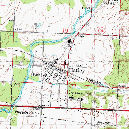 Topographic Map of Hatley Elementary School, WI