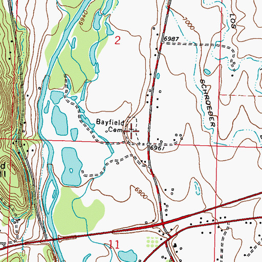 Topographic Map of Bayfield Cemetery, CO