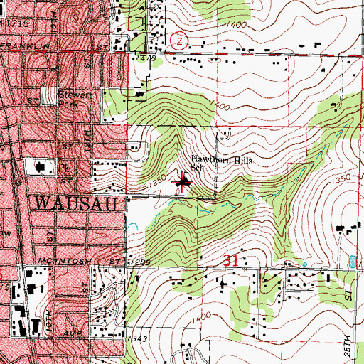 Topographic Map of Hawthorn Hills Elementary School, WI
