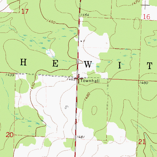 Topographic Map of Hewitt Townhall, WI