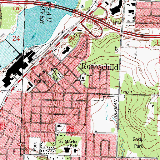Topographic Map of Highland United Methodist Church, WI