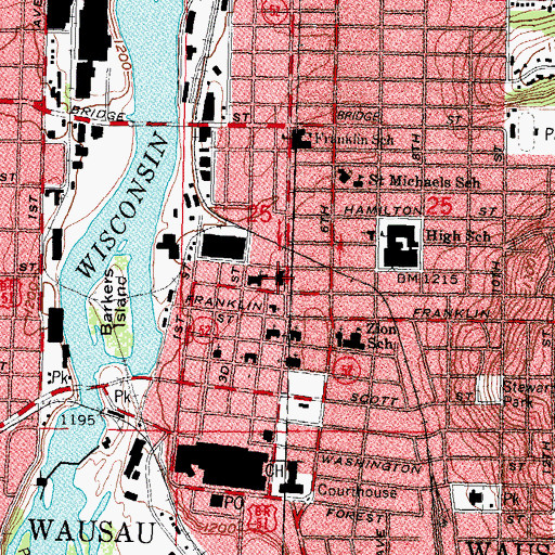 Topographic Map of Immanuel Baptist Church, WI