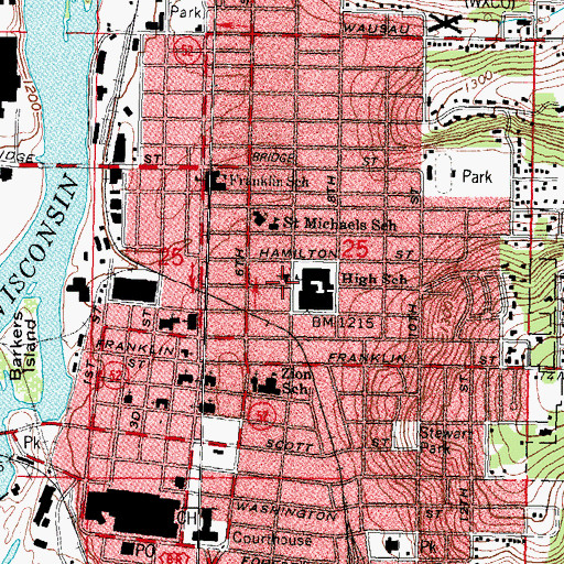 Topographic Map of Immanuel Lutheran Church, WI